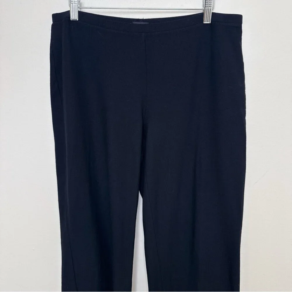 Eileen Fisher Womens Medium Pull On Ankle Pant In Black Made in USA - Picture 3 of 13